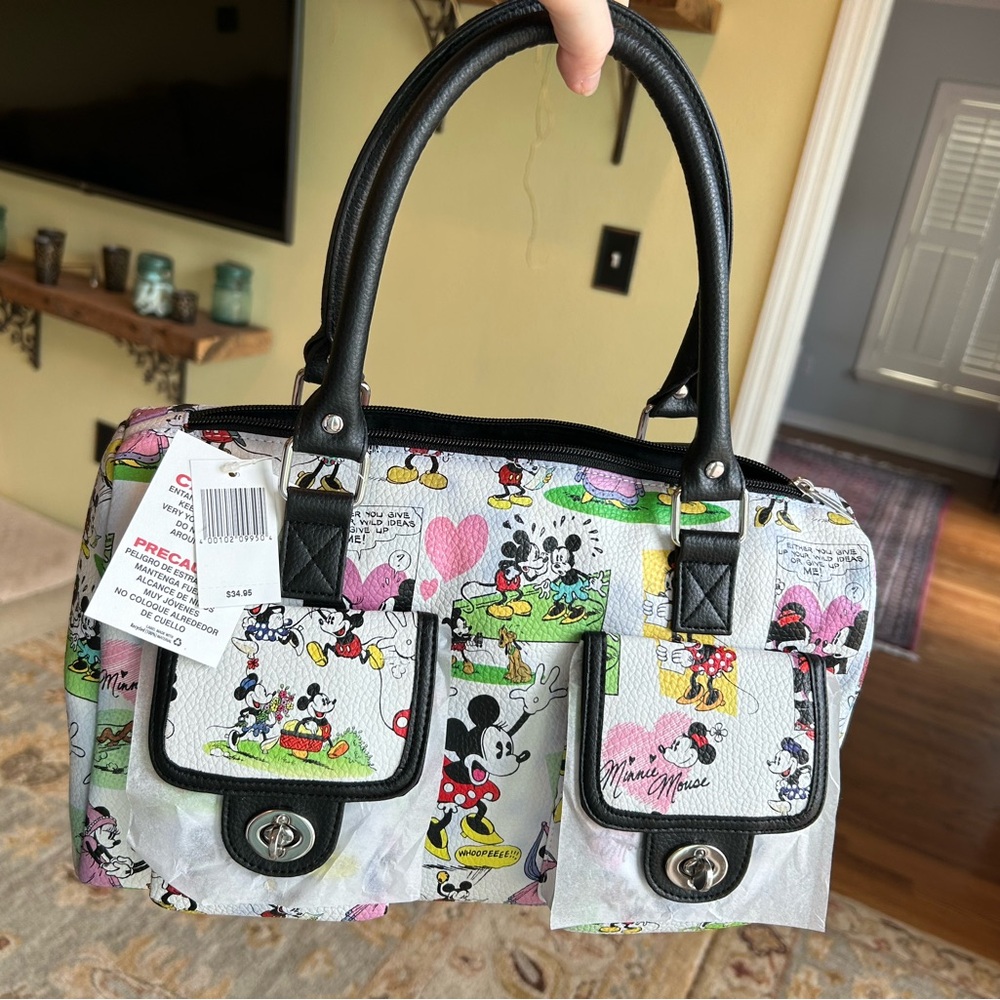 NWT Disney Parks Loungefly collab Authentic Mickey/Minnie Mouse Comic Satchel